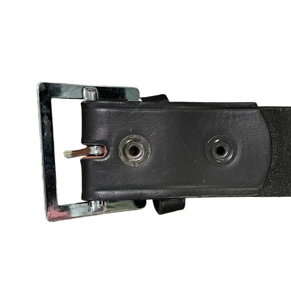 Men's Black Boston Leather Belt, Model 6505, Size 34, Made in USA, Silver Buckle